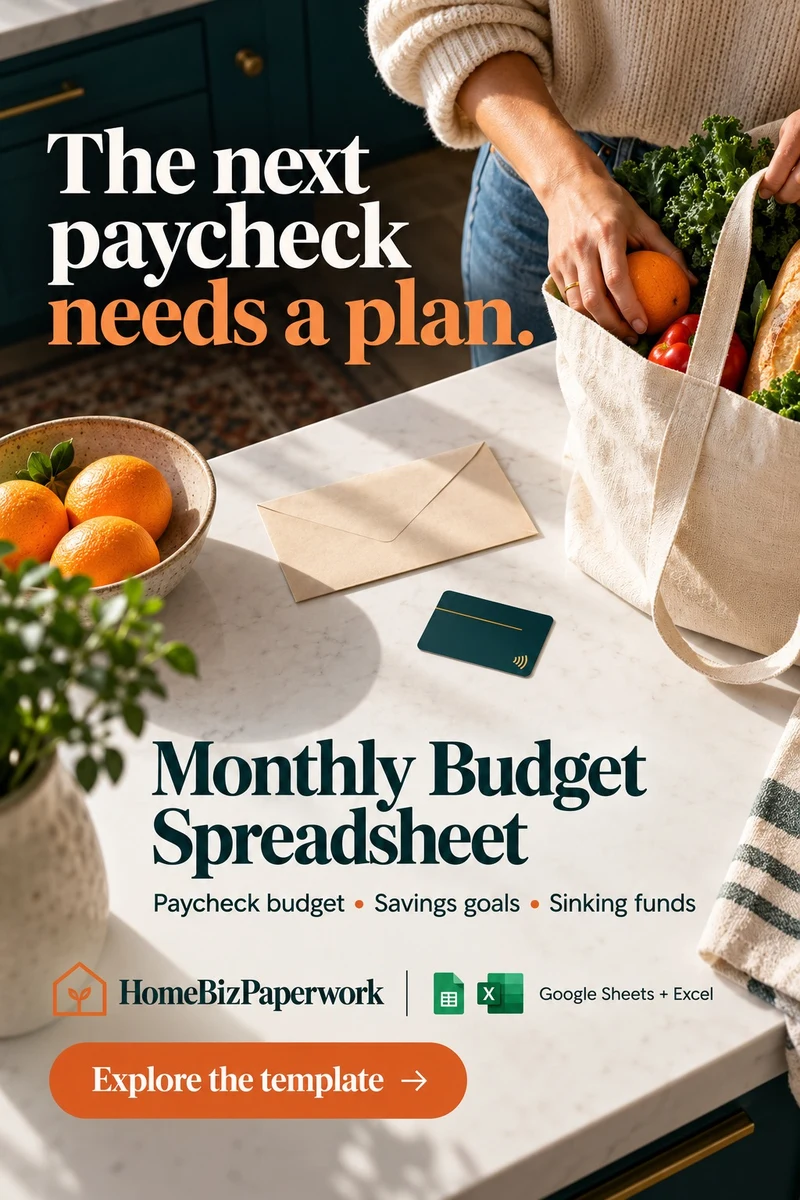 Monthly Budget Planner — Included tools screen with example data
