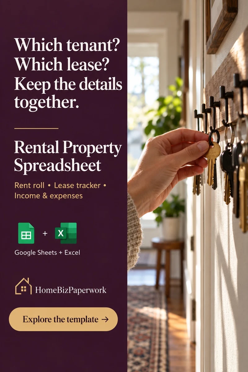 Rental Property Tracker — Included tools screen with example data