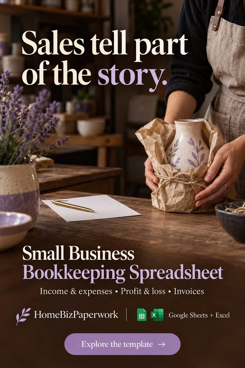 Small Business Bookkeeping — Included tools screen with example data
