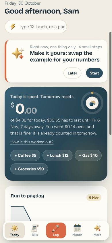 Calm Budget — mobile app preview