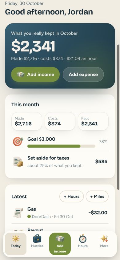 Calm Hustle — mobile app preview