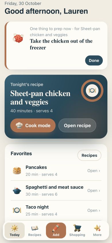 Calm Recipes — mobile app preview