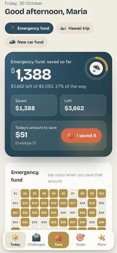 Calm Savings — mobile app preview