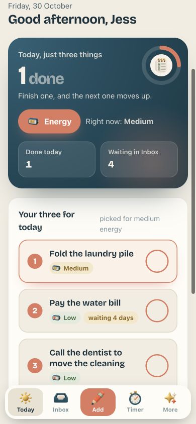 Calm Tasks — mobile app preview