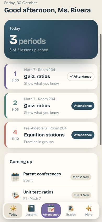 Calm Teacher — mobile app preview